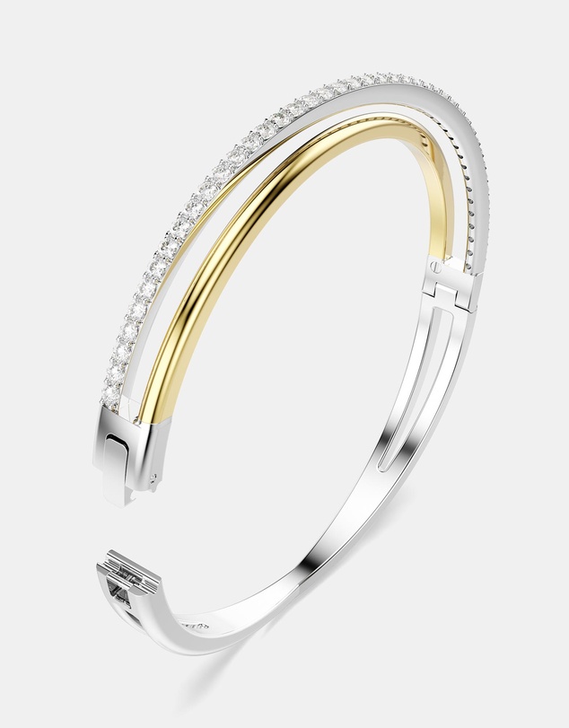 Swarovski - Hyperbola bangle, Round cut, White, Mixed metal finish