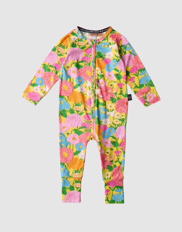 Kip&Co - Follow The Sun Yellow Organic LS Zip Romper - Babies