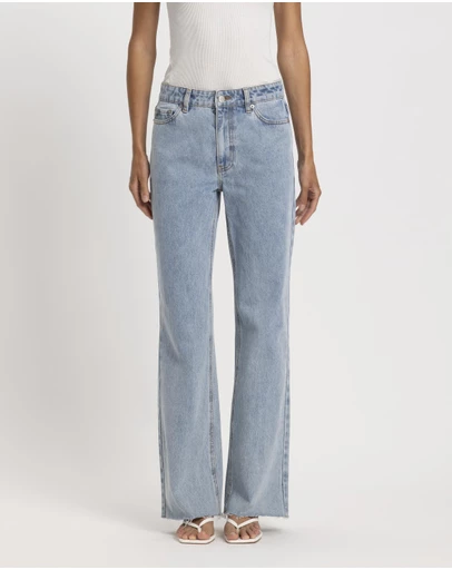 Atmos&Here - Myra Straight Leg Raw Hem Jeans