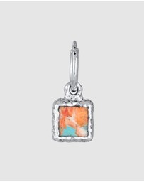 Haze & Glory - ICONIC EXCLUSIVE - Earrings Men Turquoise Square Hoop 925 Sterling Silver