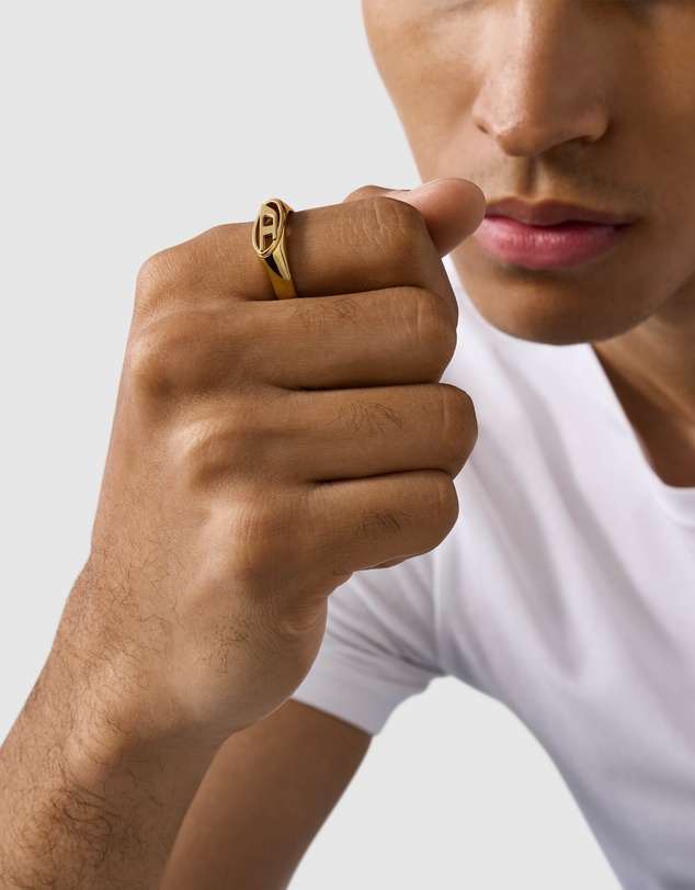 Diesel - Oval D Logo Gold Tone Ring