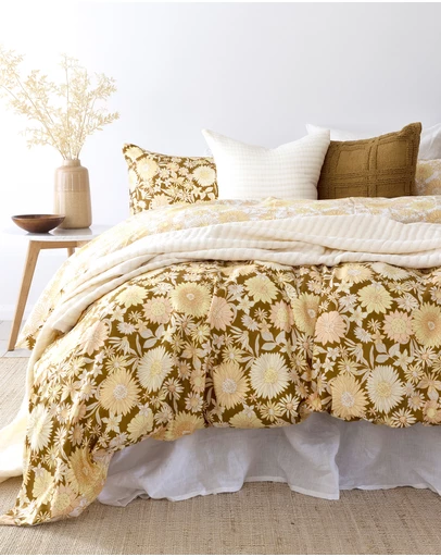 Bambury - Daphne Retro  Floral Printed Cotton Quilt Cover Set - Reversible