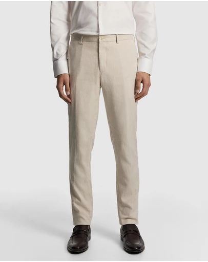 yd. - Carter Stretch Linen Blend Slim Tapered Dress Pant