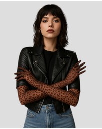 High Heel Jungle - Queen Leopard Print Sheer Mesh Opera Length Glove