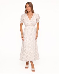 Petal & Pup - Mabella Midi Dress - Peach Ditsy Floral