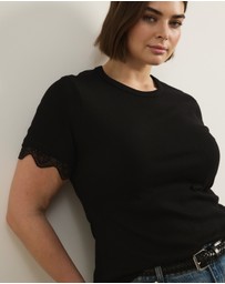 Atmos&Here Curvy - Sienna Short Sleeve Lace Jersey T-Shirt