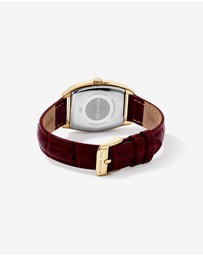 Michael Hill - Gold-Tone Lunar New Year Watch with Red Leather Strap