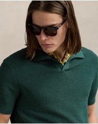 Polo Ralph Lauren - Mesh-Knit Linen Johnny-Collar Sweater