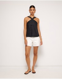 AERE - Elodie Linen Cross Front Top
