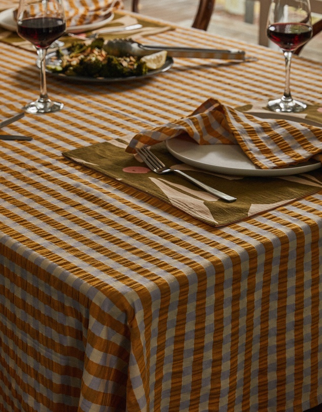 Mosey Me - Mango Seersucker Tablecloth
