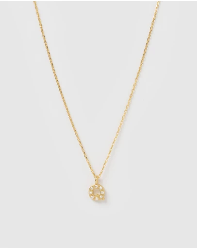 Izoa - Pearl Letter Q Necklace Gold