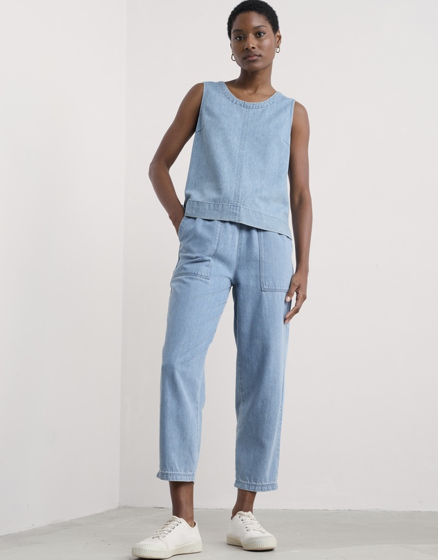 Seasalt - Seasalt Cornwall Blue Sholl Denim-Linen Joggers