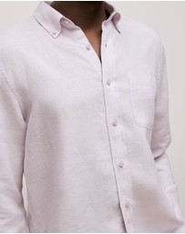 Trenery - Regular Fit Linen End On End Shirt in Orchid
