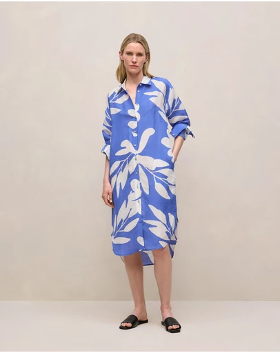 Trenery - Marea Relaxed Shirt Dress in Vivid Blue