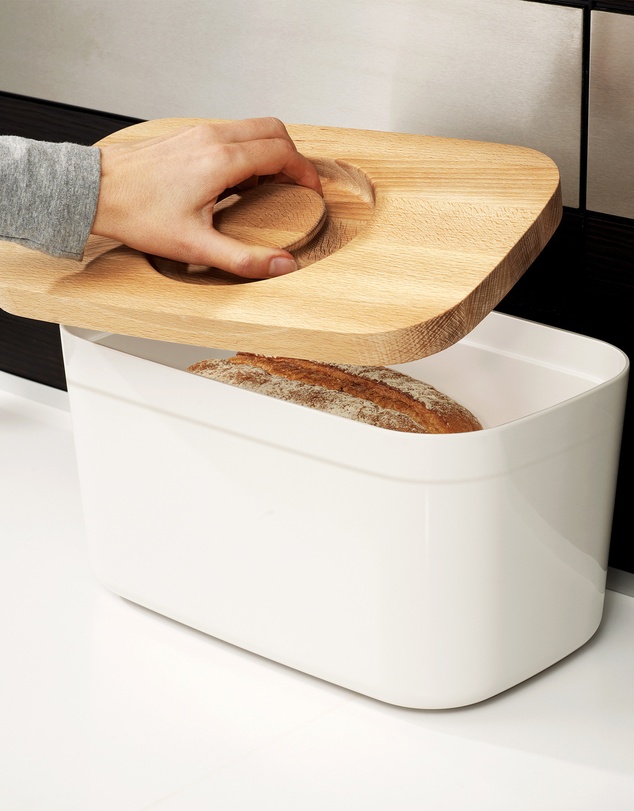 Joseph Joseph - Bread Bin with Bamboo Cutting Board Lid - White