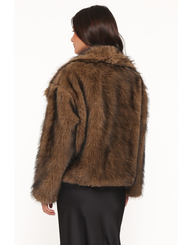 Petal & Pup - Carmie Fur Collared Jacket - Brown