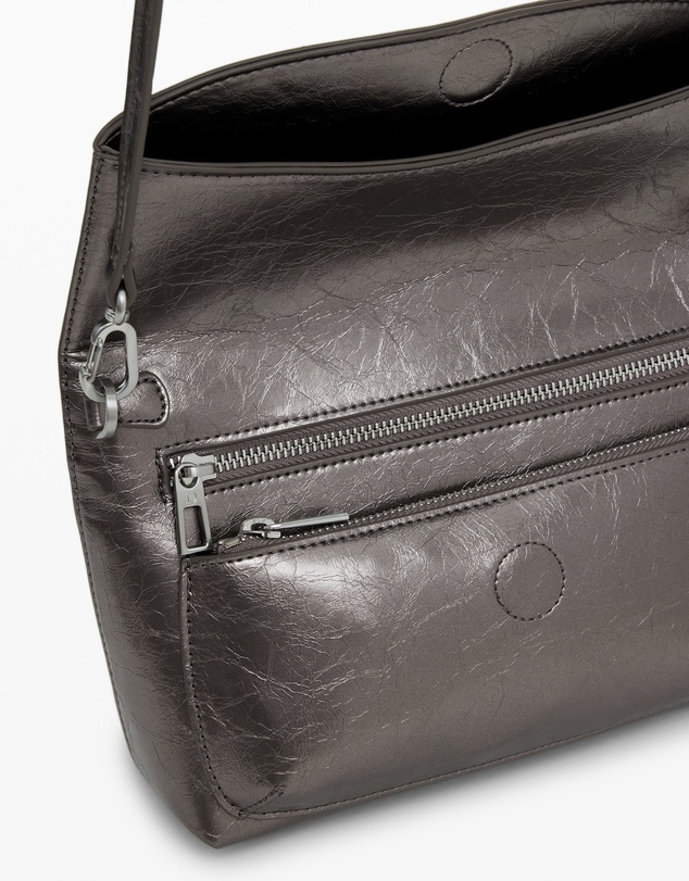 Desigual - Medium metallic flap bag with 3D logo