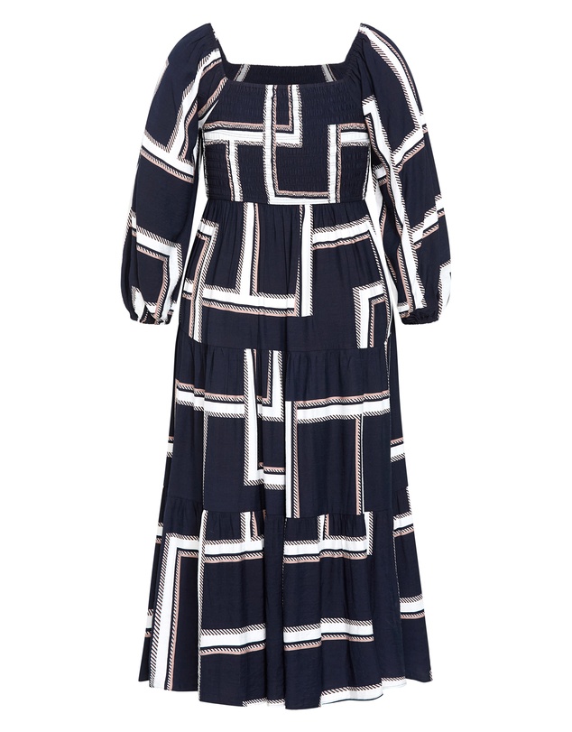 City Chic - Plus sizeLeila Print Maxi Dress - navy