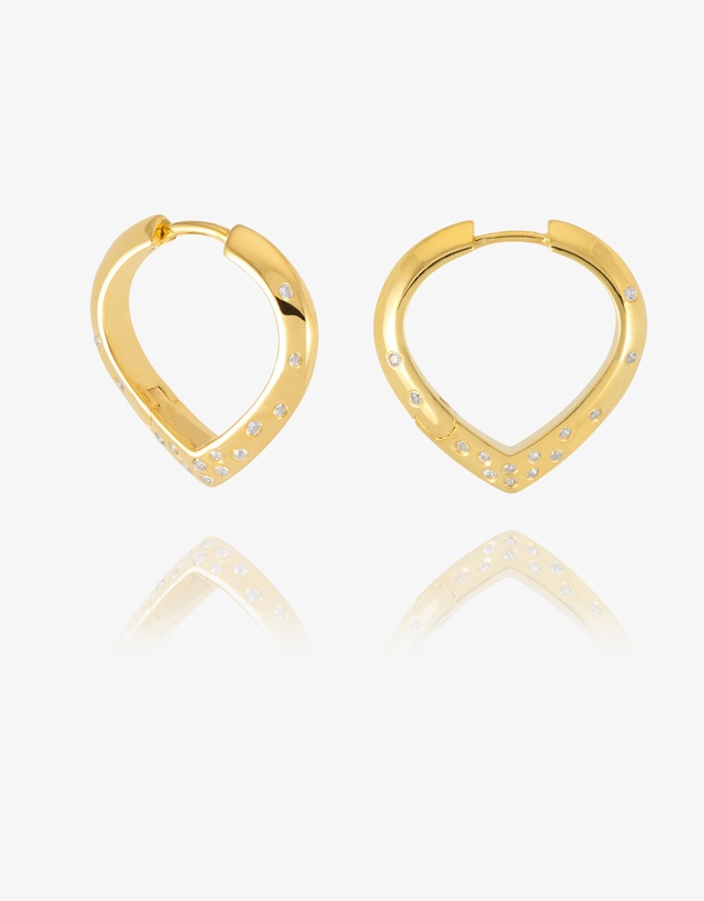 Rachel Jackson - Medium Imagine White Sapphire Hoop Earrings Gold