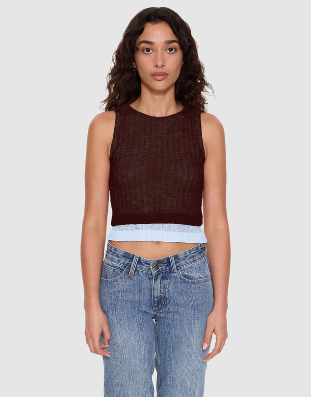 Thrills - Adorned Sheer Double Layer Tank