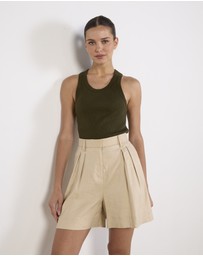 Cirkular - Pre-Loved - Bassike Army Green Ribbed Tank