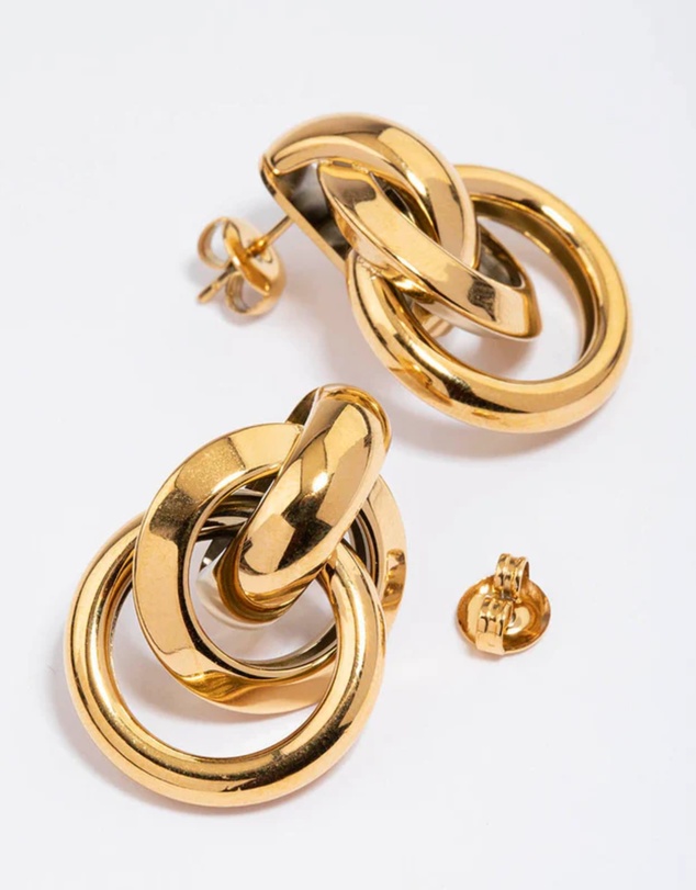 Lovisa - Waterproof Gold Plated Stainless Steel Knotted Link Drop Earrings