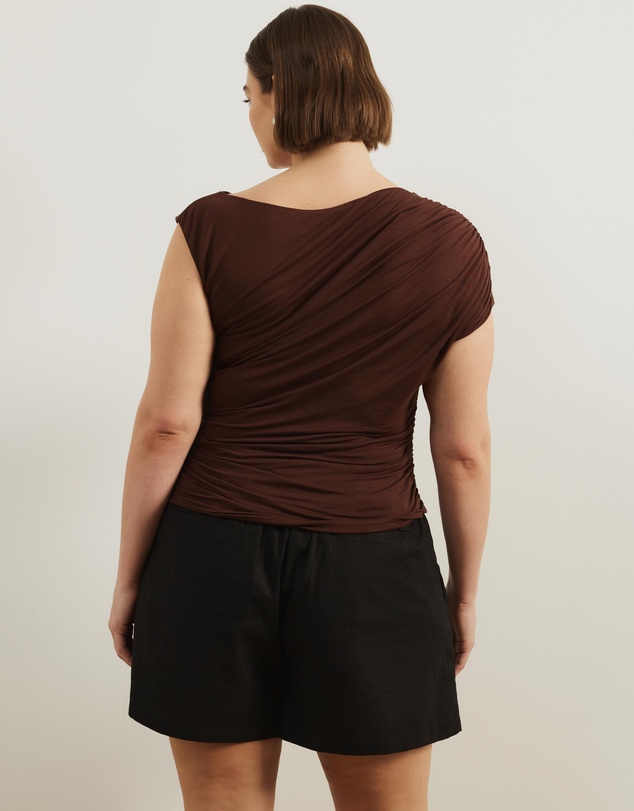 Atmos&Here Curvy - Lila Gathered Shoulder Bamboo Top