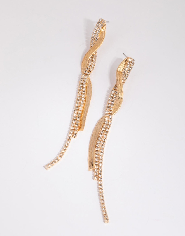 Lovisa - Gold Flat Snake & Cup Chain Drop Earrings
