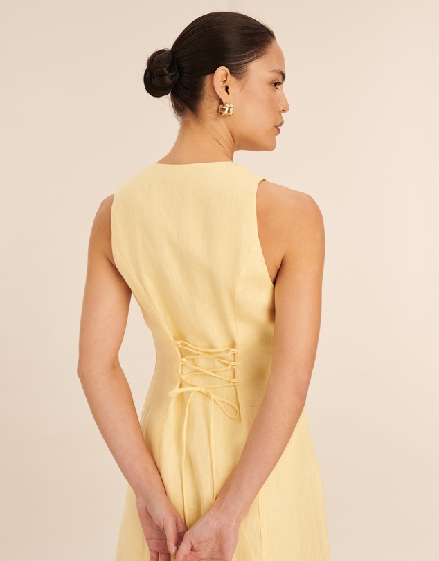 AERE - Linen Button Down Midi Dress
