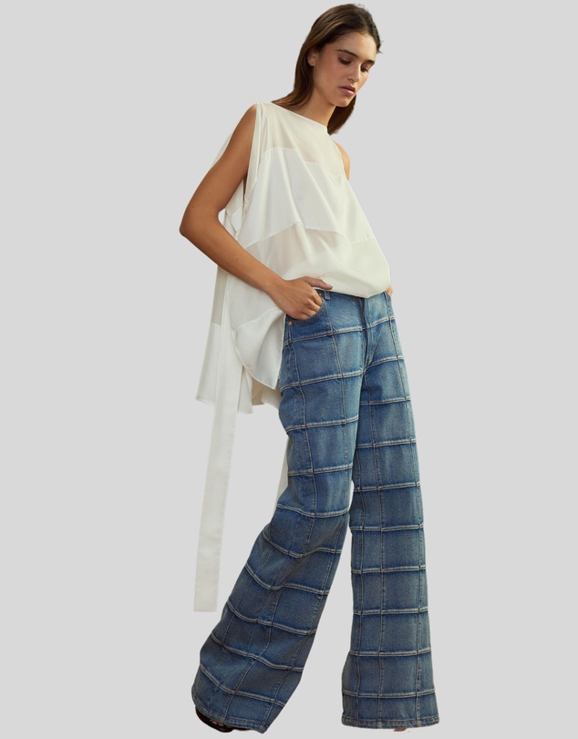 Cynthia Rowley - Windowpane Wide-Leg Jeans