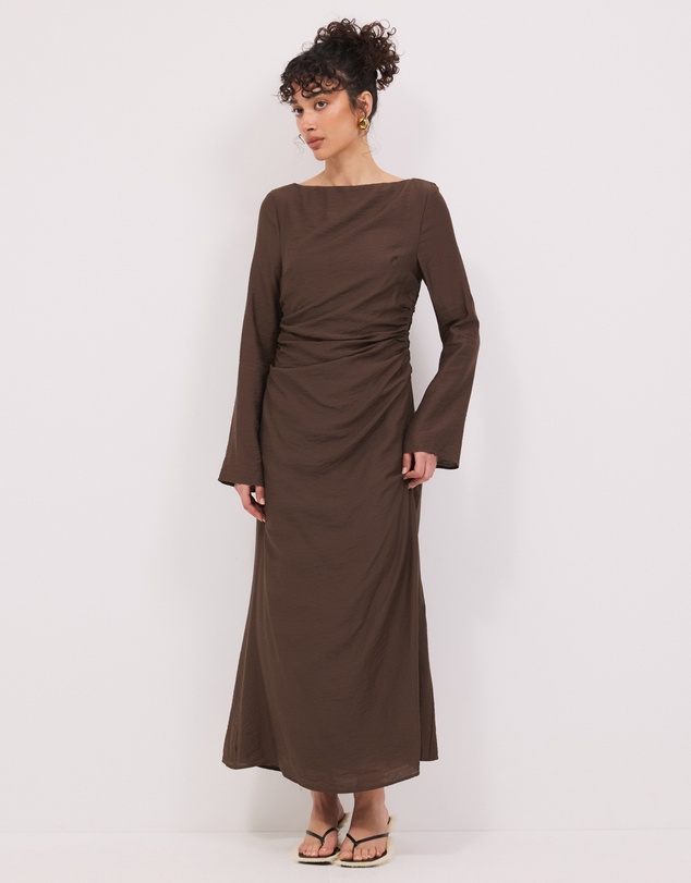 Calli - Lydia LS Ruched Midi Dress