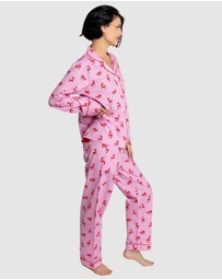 Sant And Abel - Women's Reindeer Pink Long PJ Set