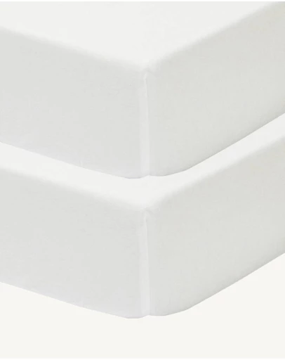 Living Textiles - 2 Pack Jersey Cot Fitted Sheet - White