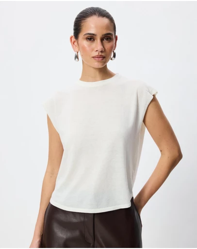 Tussah - Celeste Crew Neck Loose Fit Grown On Sleeve Top
