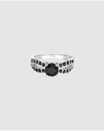 Elli Jewelry - Ring Solitaire Glamorous with Crystal Black in 925 Sterling Silver