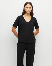JH Lounge - JHL V-Neck T (Fine Cotton Cashmere) Black