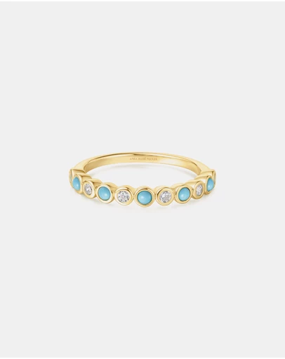 Ania Haie - Ania Haie Gold Bezel Lab Created Turquoise Ring