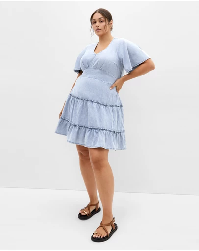 City Chic - May Tiered Denim Mini Dress