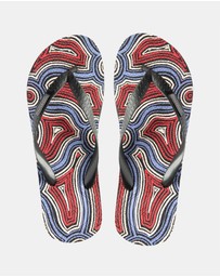 Boomerangz Footwear - Men's Saltwater Dreamtime Thongs 02 with arch support and 2 x interchangeable straps