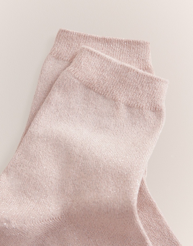 Trenery - Metallic Rib Crew Sock in Pink