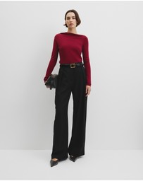 Country Road - Merino Wool Blend Drape Neck Knit