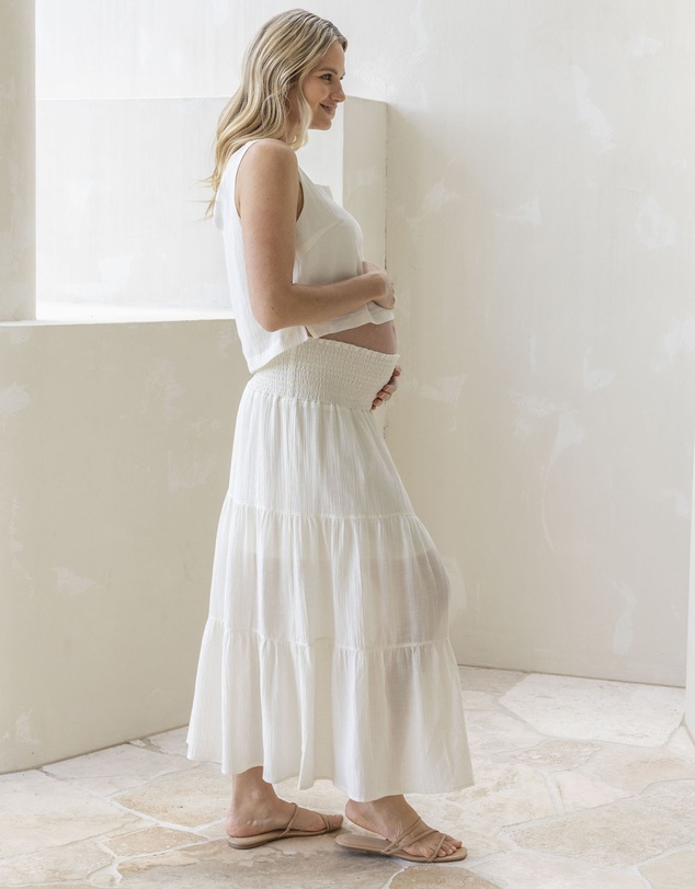 Angel Maternity - Luana Maternity Cropped Tank Top in Ivory