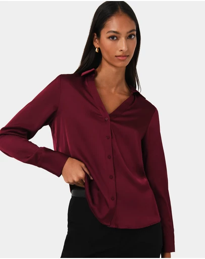 Forcast - Lila V-neck Satin Blouse