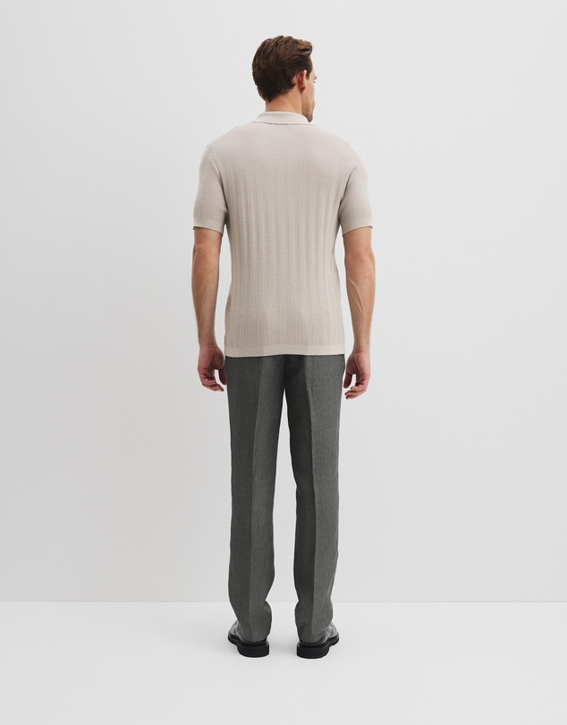Country Road - Cotton Silk Stripe Open Neck Polo