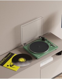 iWorld - Kanto OBI3 Turntable - Matte Green with Kanto ORA 100W Powered Speakers - Black Bundle