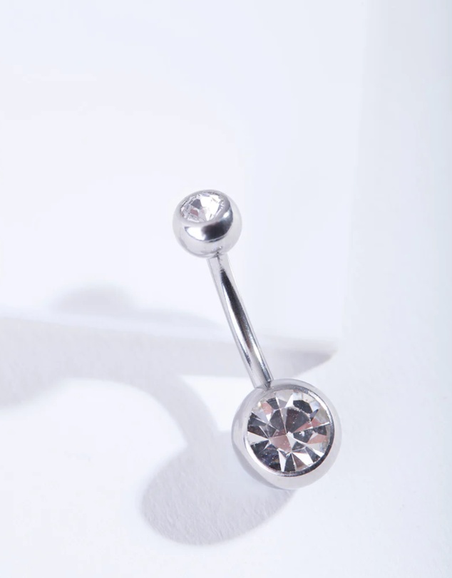 Lovisa - Silver Double Diamante Belly Bar