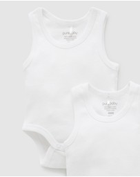 Purebaby - Rib Bodysuit 2 pack-Babies