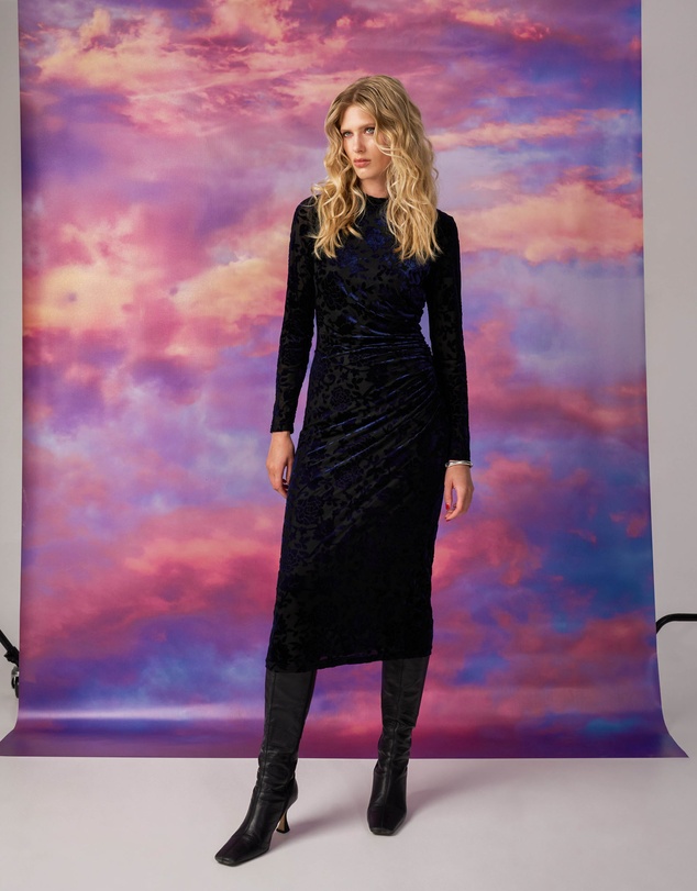 Forcast - Sapphire Velvet Burnout Dress