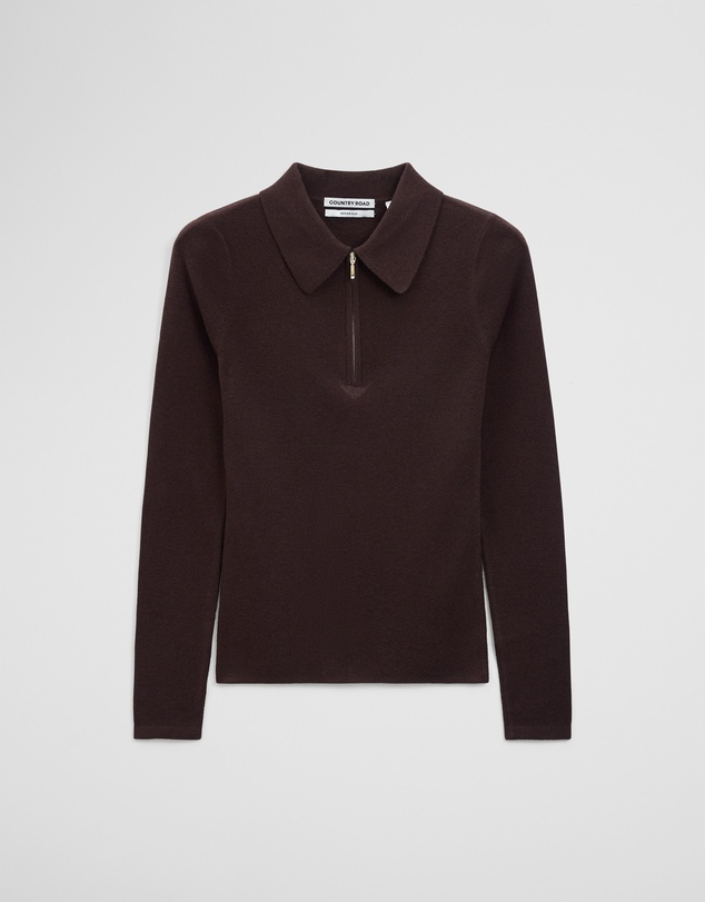 Country Road - Merino Wool Silk Blend Collared Knit