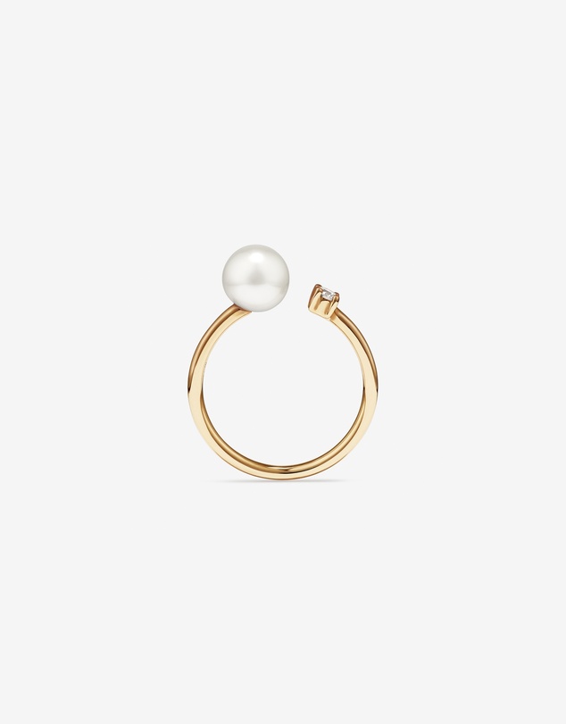 Michael Hill - Cultured Freshwater Pearl and Diamond Open Ring in 10kt Yellow Gold